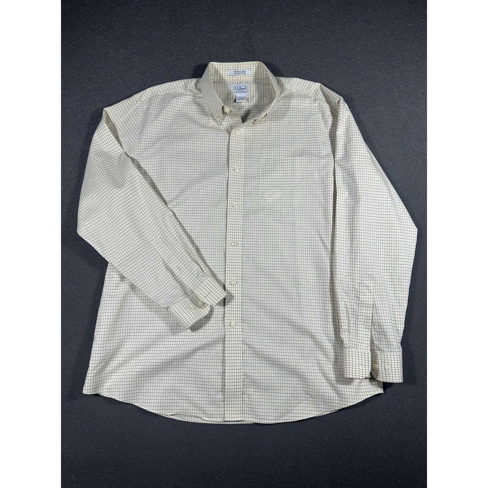 LL Bean Men's Long Sleeve Tan Check Oxford Button Down XL-Reg Wrinkle Resistant - Picture 7 of 7